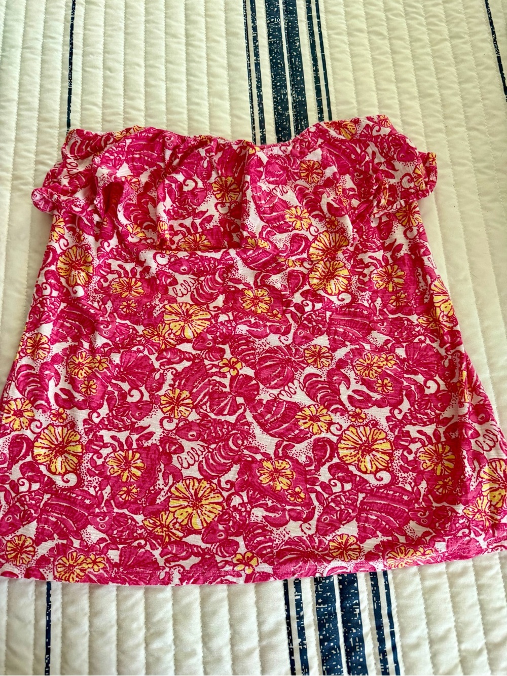 Lilly Pulitzer Pink and Yellow Floral Strapless Top